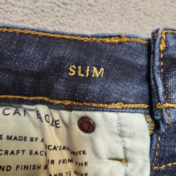 American Eagle Mens 29x29 Slim Straight Jeans Extreme Flex Distressed Denim - Picture 4 of 10